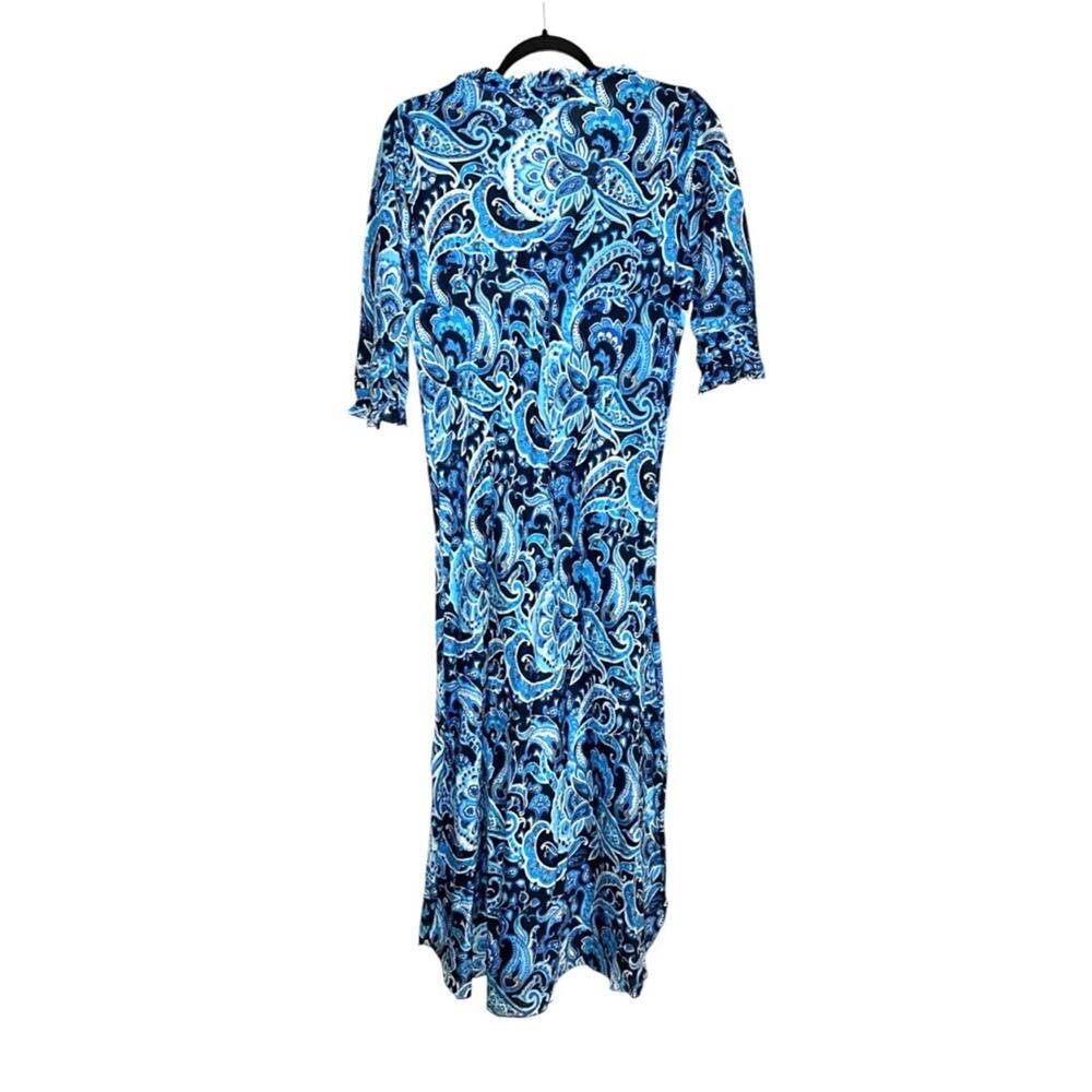 One Season Australia Midi Poppy Dress Blue Paisley MEDIUM in LaMarsa Navy Cotton - Picture 3 of 7